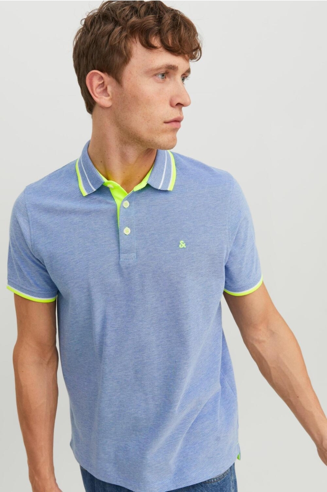 JJEPAULOS POLO SS NOOS 12136668 BRIGHT COBALT/NEON